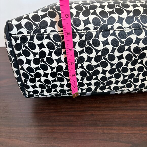 COACH F15132 Black White Heritage Signature Satchel Bag and Pouch Wristlet - Picture 10 of 14